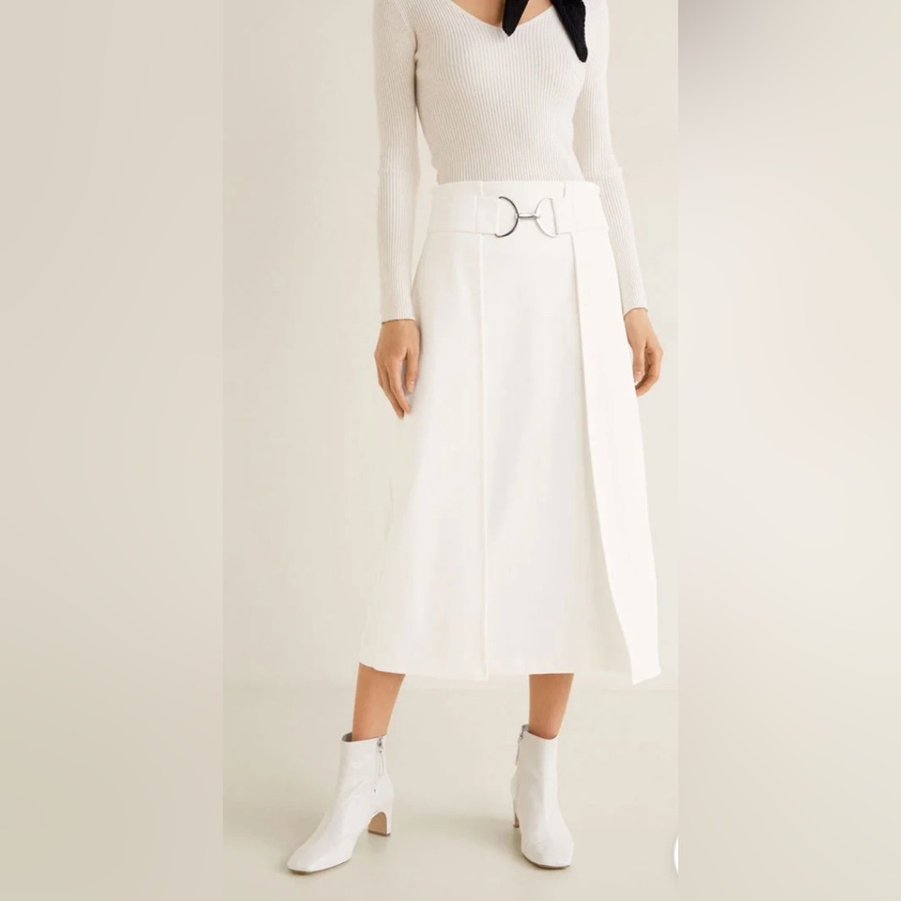 Mango White A-Line Skirt Size 2